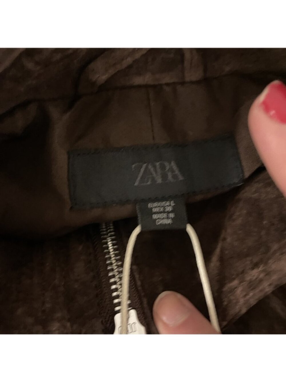 Zara Womens Leather Suede Bomber Jacket Coat Large L Brown 3046/258 NWT - Picture 5 of 15